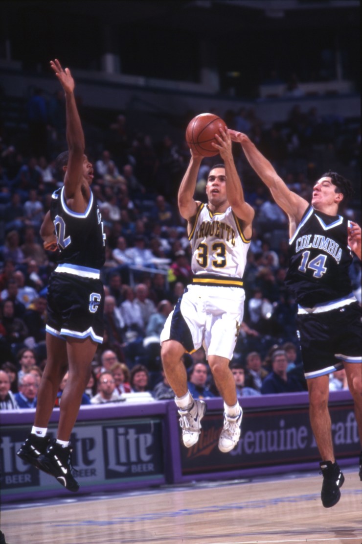 Mark Harris taking a shot, 1995-1996.